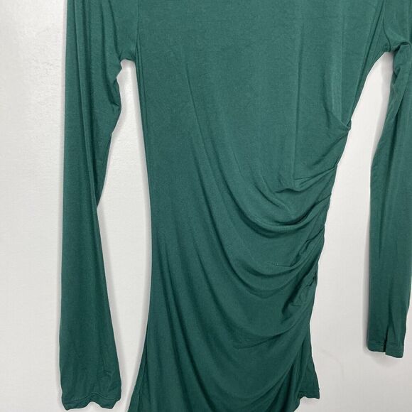 MARINA MOSCONE Collective Top Womens XS Green Ruched Long Sleeve Pull On - Picture 5 of 12